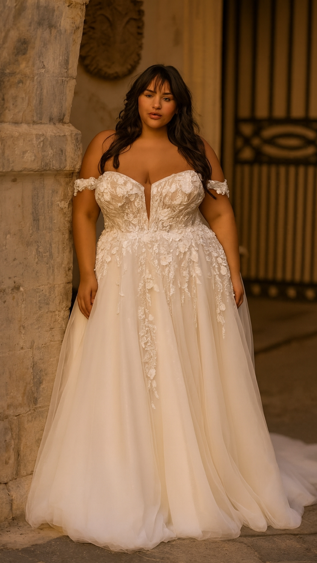 Braut trägt Bestseller Brautkleid im Fit & Flare Stil